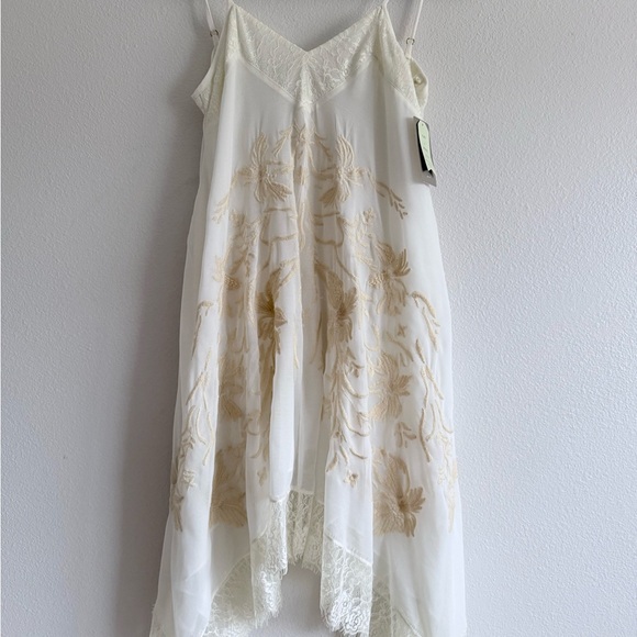 Anthropologie E by Eloise Maluku floral Embroidered Chemise lace Dress Ivory XS - Picture 8 of 10